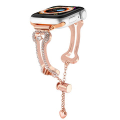 Bone Chain Shaped Diamond Metal Watch Band, For Apple Watch 46mm / 49mm / 45mm / 44mm, For Apple Watch 42mm / 41mm / 40mm / 38mm