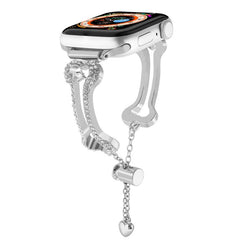Bone Chain Shaped Diamond Metal Watch Band, For Apple Watch 46mm / 49mm / 45mm / 44mm, For Apple Watch 42mm / 41mm / 40mm / 38mm
