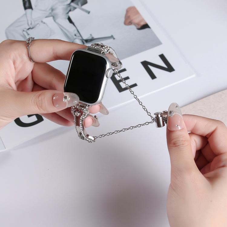 Bone Chain Shaped Diamond Metal Watch Band, For Apple Watch 46mm / 49mm / 45mm / 44mm, For Apple Watch 42mm / 41mm / 40mm / 38mm