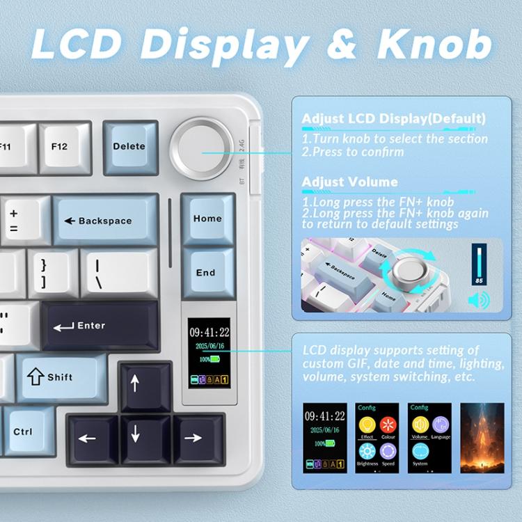 AULA S75 Pro 80 Keys wired/2.4G/Bluetooth Three Model Customizable Gradient Mechanical Keyboard