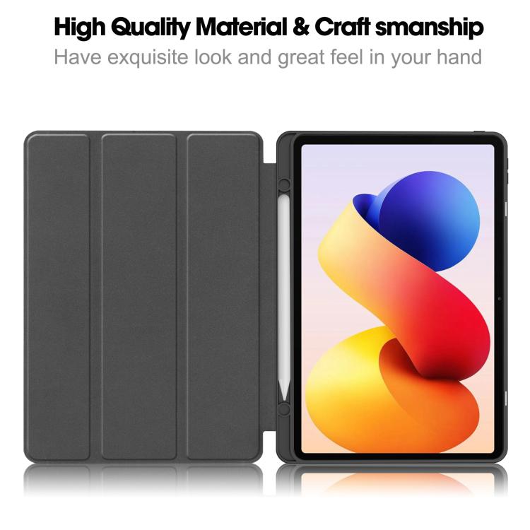 Custer TPU Pure Color 3-Fold Holder Smart Leather Tablet Case with Pen Tray, For Xiaomi Redmi Pad 2 Pro