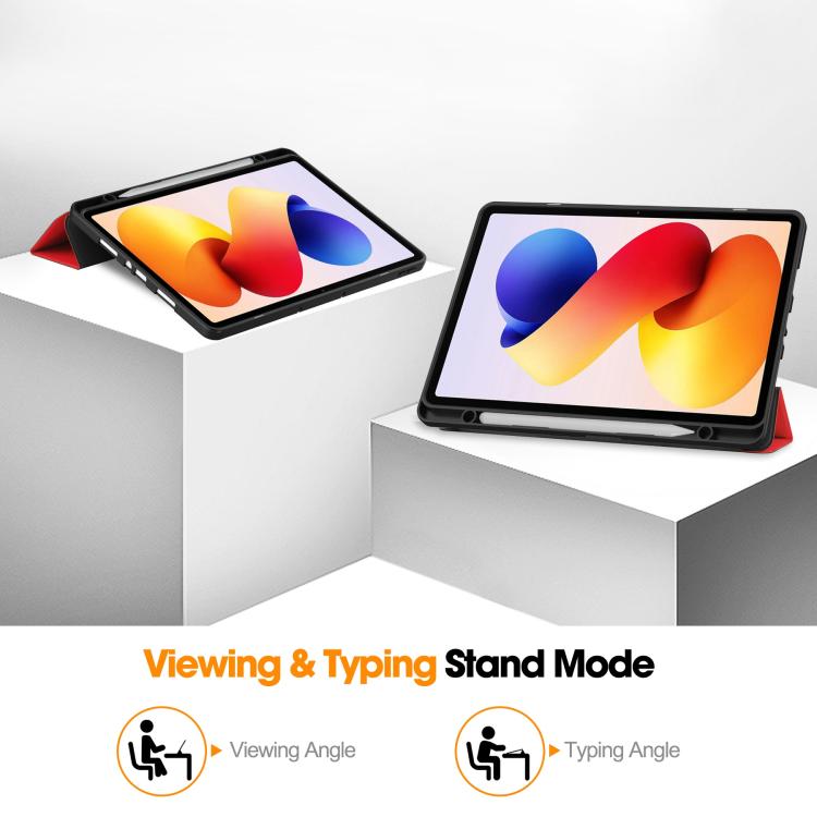 Custer TPU Pure Color 3-Fold Holder Smart Leather Tablet Case with Pen Tray, For Xiaomi Redmi Pad 2 Pro