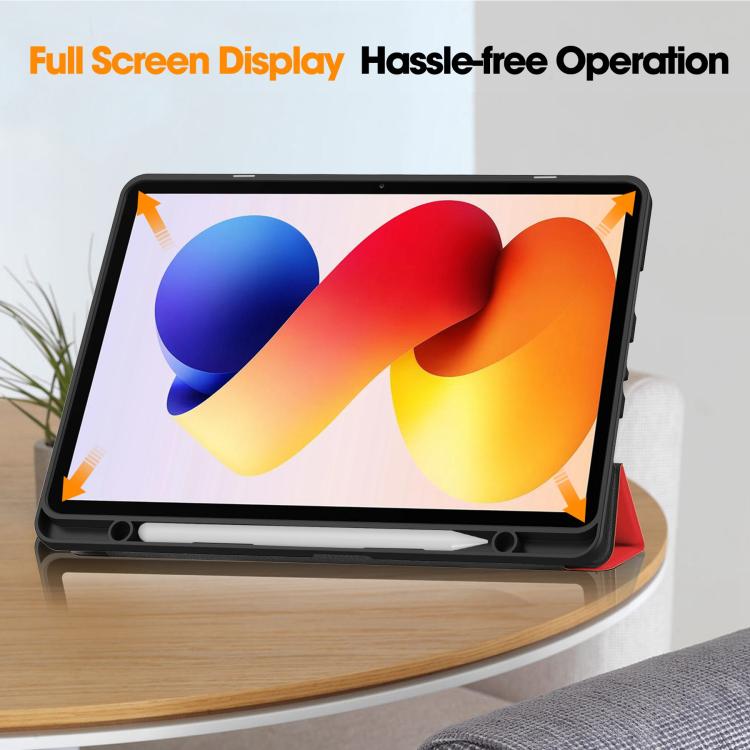 Custer TPU Pure Color 3-Fold Holder Smart Leather Tablet Case with Pen Tray, For Xiaomi Redmi Pad 2 Pro