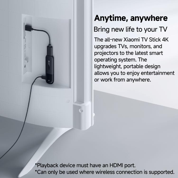Original Xiaomi TV Stick 2nd Gen Quad Core Cortex-A55 4K Ultra HD Dual-Band WiFi6 Google TV Stick, Global Version with Google Play, 2GB+8GB