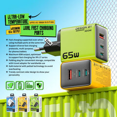 WK WP-U45 Keylour 65W Type-Cx2, USB GaN Charger, EU Plug, UK Plug