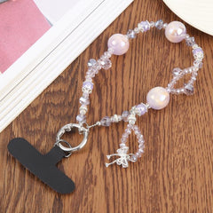 Butterfly Pendant Crystal Beaded Chain Anti-lost Mobile Phone Short Wrist Strap