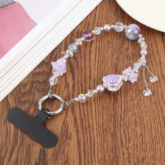 Crystal Heart Diamond Beaded Chain Anti-lost Mobile Phone Short Wrist Strap
