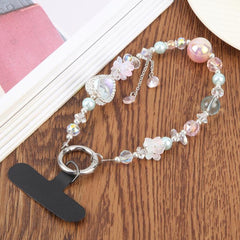Crystal Heart Diamond Beaded Chain Anti-lost Mobile Phone Short Wrist Strap
