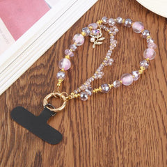 Flower Pendant Crystal Beaded Chain Anti-lost Mobile Phone Short Wrist Strap