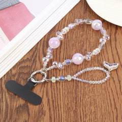 Fish Tail Pendant Crystal Beaded Chain Anti-lost Mobile Phone Short Wrist Strap
