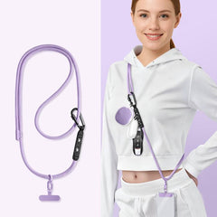 7mm Polyester Adjustable Crossbody Storage Hooks Mobile Phone Anti-lost Lanyard With Metal Clamp