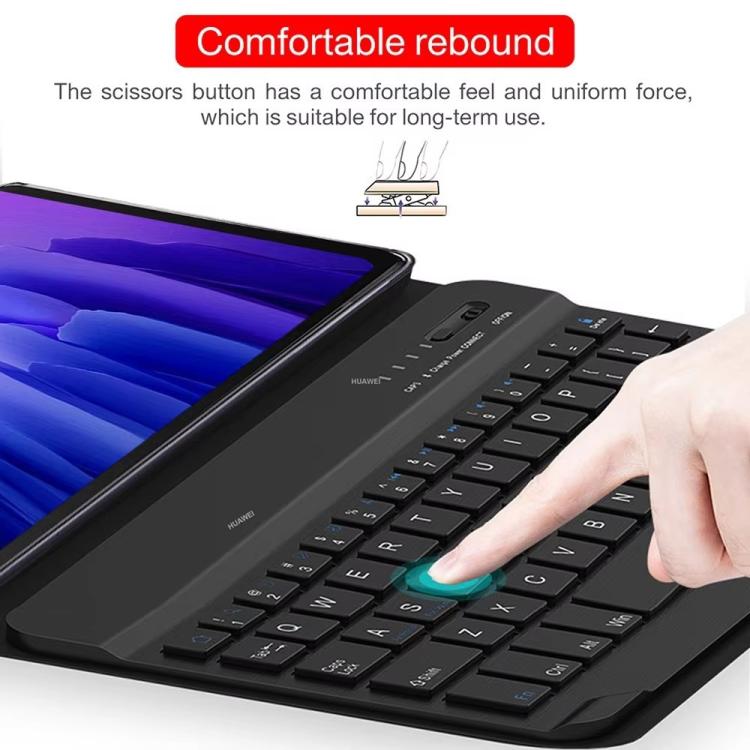 RGB Backlight Square Keycaps Bluetooth Keyboard Tablet Leather Case, For Lenovo Tab Plus 11.5