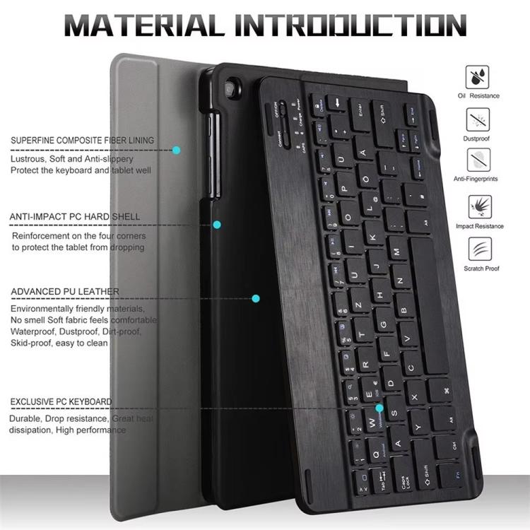 RGB Backlight Square Keycaps Bluetooth Keyboard Tablet Leather Case, For Lenovo Tab Plus 11.5