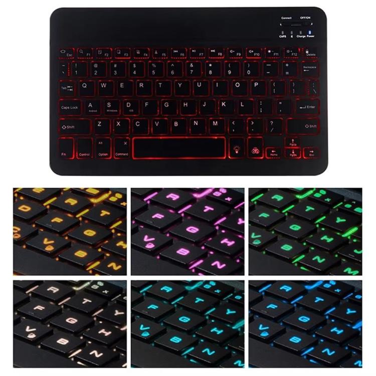 RGB Backlight Square Keycaps Bluetooth Keyboard Tablet Leather Case, For Lenovo Tab Plus 11.5