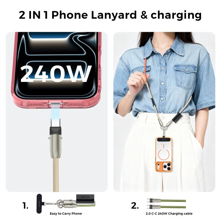 MOCOME W3 Type-C to Type-C Multifunctional Charging Cable Adjustable Crossbody Phone Lanyard