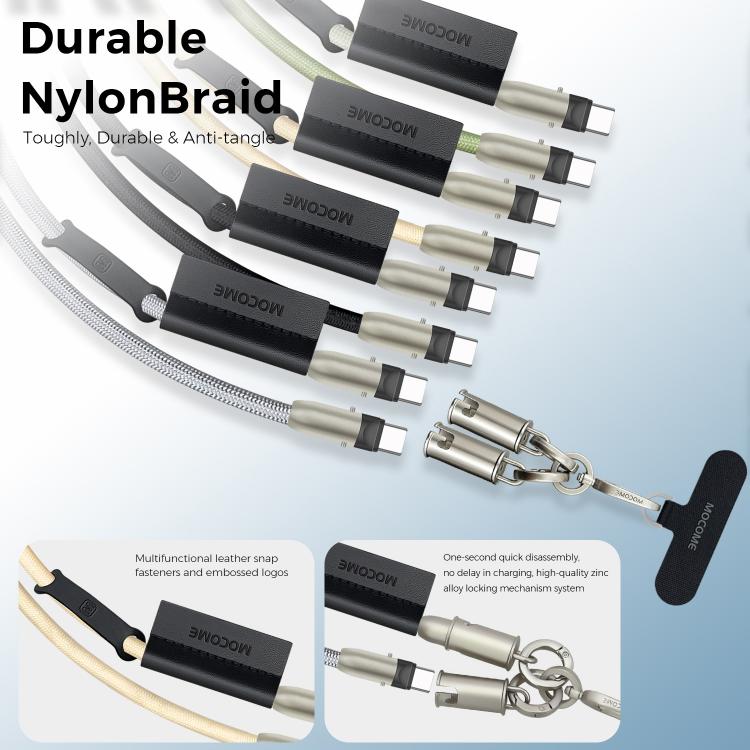 MOCOME W3 Type-C to Type-C Multifunctional Charging Cable Adjustable Crossbody Phone Lanyard