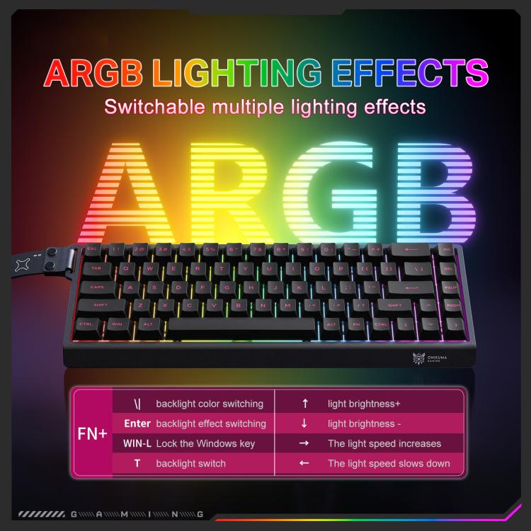 ONIKUMA MT603 68 Keys RGB Tri-mode Magnetic Switch Gaming Keyboard, MT603