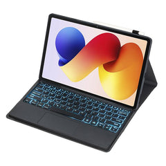 A0N19-AS Ultra-thin Detachable Backlight Bluetooth Keyboard Vegan Leather Tablet Case with Touchpad, For Redmi Pad 2 Pro / Poco Pad M1