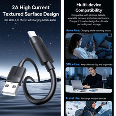 USAMS SJ779 U94 USB to Micro 2A Fast Charging Data Cable, USB to Micro