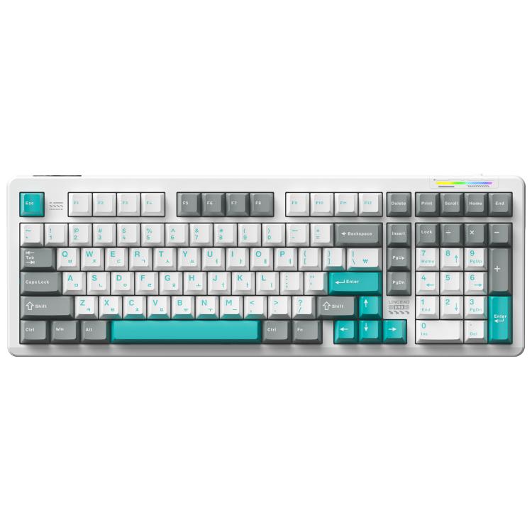 LINGBAO K98 101 Keys Triple-mode Wireless Game Keyboard, Black Pink-Grey Wood Axis V4-Korean, Blue-Grey Wood Axis V4-Korean, Black Red-Grey Wood Axis V3-Korean, Black Red-Grey Wood Axis V3-Russian, Blue-Grey Wood Axis V4-Russian