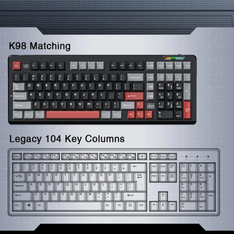 LINGBAO K98 101 Keys Triple-mode Wireless Game Keyboard, Black Pink-Flower Field Axis, Black Red-Red Rabbit Axis, Blackberry Powder-Red Rabbit Axis Pro, Blackberry Powder-Glazed Tile Axis, White Purple-Flower Field Axis, Purple-Red Rabbit Axis Pro     ...