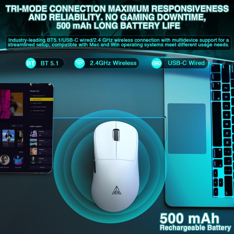 SOLAKAKA SM850 24000DPI 2.4GHz + BT + Wired Tri-mode Wireless Mouse, SM850