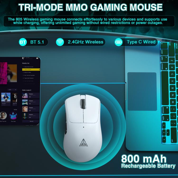 SOLAKAKA SM805 24000DPI 2.4GHz + BT + Wired Tri-mode Wireless Mouse, SM805
