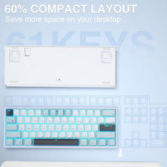 SOLAKAKA SK961 Tri-mode RGB 61 Keys Wireless Mechanical Keyboard, Red Axis