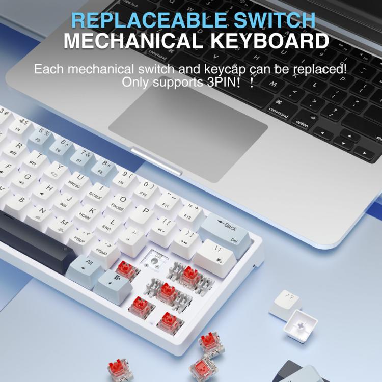 SOLAKAKA SK961 Tri-mode RGB 61 Keys Wireless Mechanical Keyboard, Red Axis
