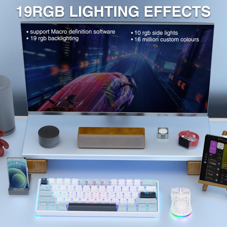 SOLAKAKA SK961 Tri-mode RGB 61 Keys Wireless Mechanical Keyboard, Red Axis