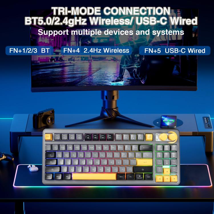 SOLAKAKA SK90 Tri-mode 90 Keys Wireless Silicone Keyboard