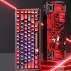 LINGBAO K75 82 Keys Triple-Mode Wireless Mechanical Keyboard, Blue White-Hanada Axis, Blue White-Smoky Purple Axis, Black Red White-Red Rabbit Axis PRO, Black Red-Blue Feather Axis