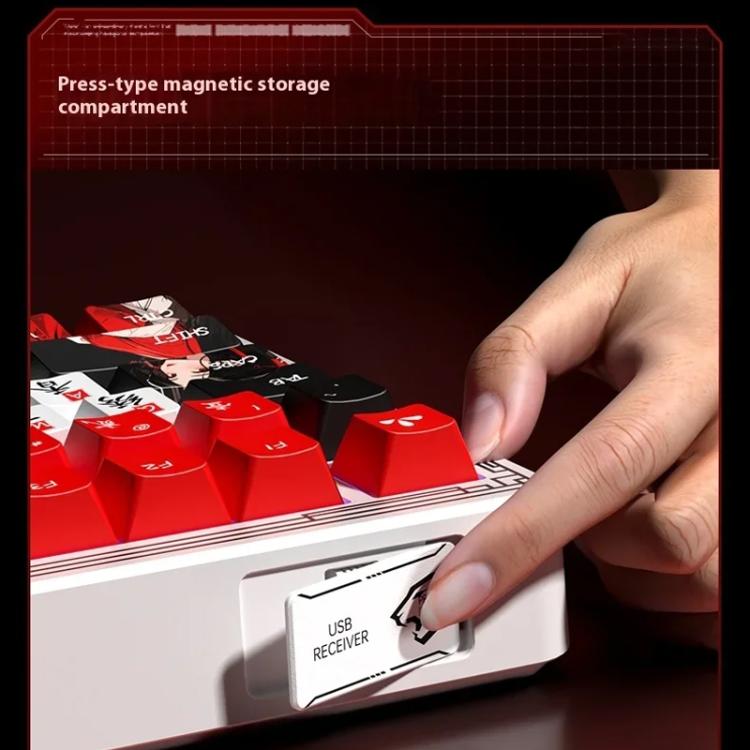 LINGBAO K75 82 Keys Triple-Mode Wireless Mechanical Keyboard, Blue White-Hanada Axis, Blue White-Smoky Purple Axis, Black Red White-Red Rabbit Axis PRO, Black Red-Blue Feather Axis