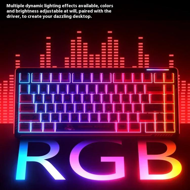 LINGBAO K75 82 Keys Triple-Mode Wireless Mechanical Keyboard, Blue White-Hanada Axis, Blue White-Smoky Purple Axis, Black Red White-Red Rabbit Axis PRO, Black Red-Blue Feather Axis