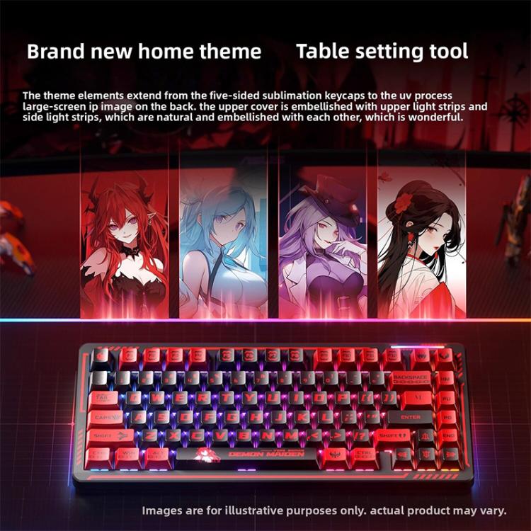 LINGBAO K75 82 Keys Triple-Mode Wireless Mechanical Keyboard, Blue White-Hanada Axis, Blue White-Smoky Purple Axis, Black Red White-Red Rabbit Axis PRO, Black Red-Blue Feather Axis