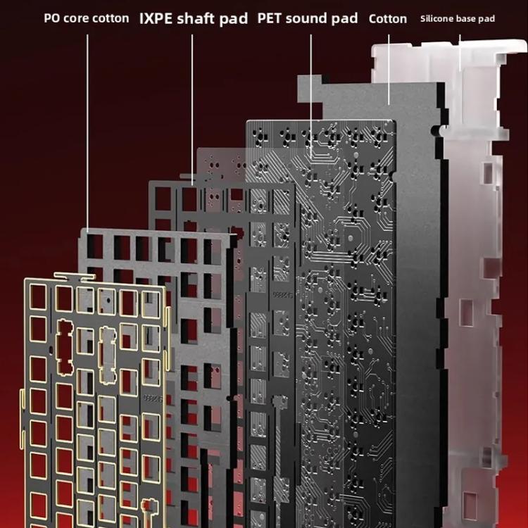 LINGBAO K75 82 Keys Triple-Mode Wireless Mechanical Keyboard, Blue White-Hanada Axis, Blue White-Smoky Purple Axis, Black Red White-Red Rabbit Axis PRO, Black Red-Blue Feather Axis