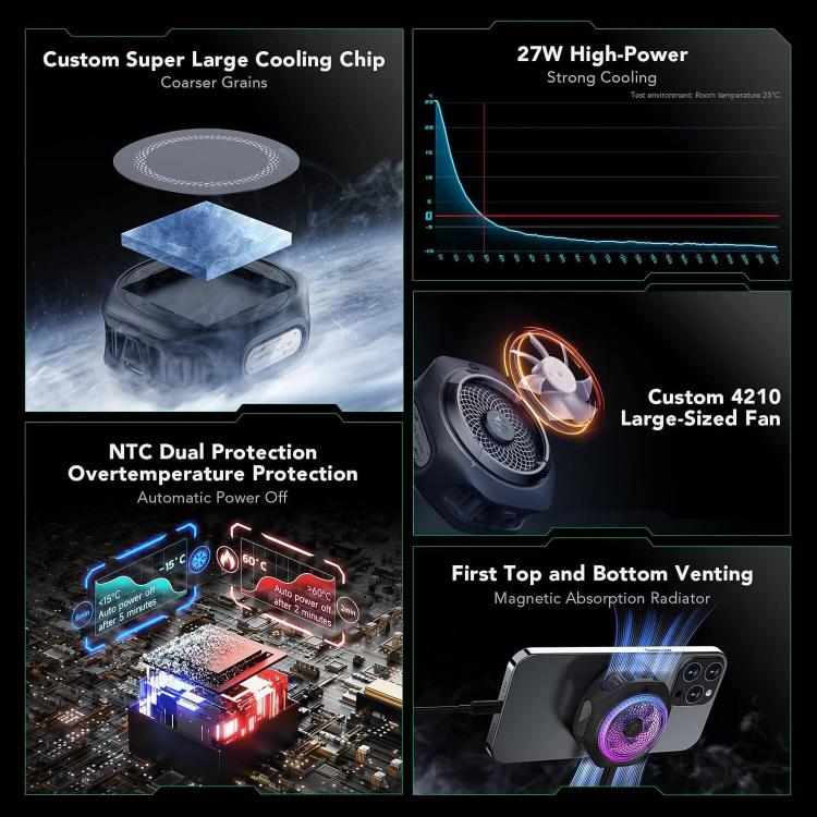 Black Shark Mag-Cooler 4 Pro 27W Magnetic Semiconductor Cooling Back Clip Phone Radiator, Mag-Cooler 4 Pro