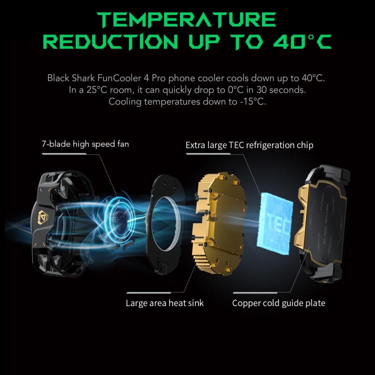 Black Shark Fun-Cooler 4 Pro Professional Semiconductor Cooling Back Clip Phone Radiator, Fun-Cooler 4 Pro