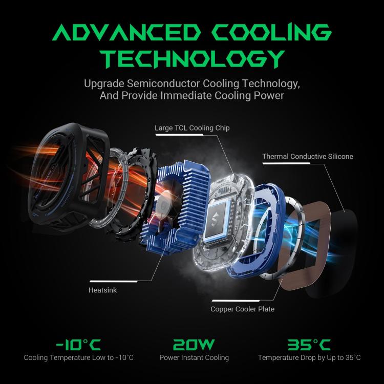 Black Shark Mag-Cooler 3 Pro 20W Magnetic Semiconductor Cooling Back Clip Phone Radiator, Mag-Cooler 3 Pro