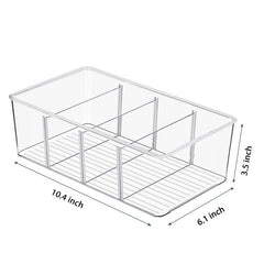 Four-Compartment Desktop Organizer Storage Box Removable Dividers Clear Storage Box