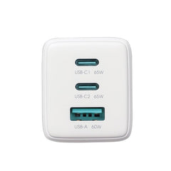 JOYROOM JR-TG10 65W GaN Dual Type-C, USB 3-Port Charger with Type-C to Type-C Cable, EU Plug, UK Plug
