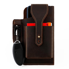 Vintage Genuine Leather Men Waist Bag Outdoor Sports Mobile Phone Belt Pouch