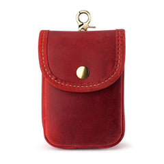 Vintage Genuine Leather Men Small Waist Bag Cigarette Case Keys Coin Purse