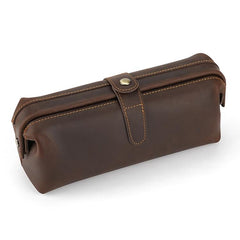 Vintage Genuine Leather Large Capacity Clutch Bag Cosmetics Antique Storage Bag