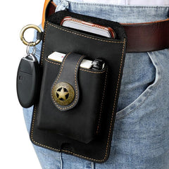 Vintage Genuine Leather Men Waist Bag Outdoor Work Mobile Phone Belt Pouch