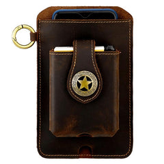 Vintage Genuine Leather Men Waist Bag Outdoor Work Mobile Phone Belt Pouch