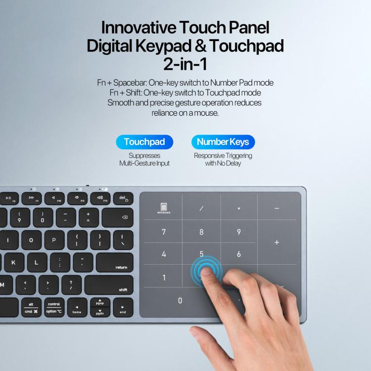 DUX DUCIS LK Pro Series Universal Dual-Mode Aluminum Alloy Wireless Keyboard With Touch Digital Panel, LK Pro Series