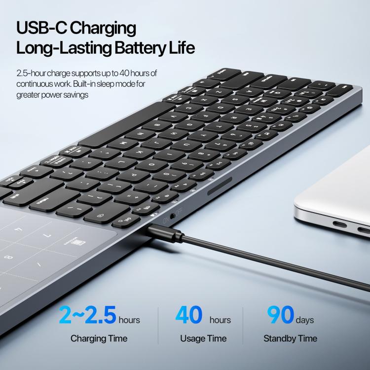 DUX DUCIS LK Pro Series Universal Dual-Mode Aluminum Alloy Wireless Keyboard With Touch Digital Panel, LK Pro Series