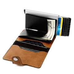 KB239 Crazy Horse Texture RFID Aluminum Alloy Multi-card Wallet