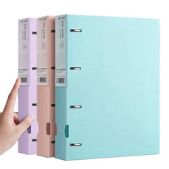 A4 Thickened Four-hole Document Storage Binder Folder, Blue+Pink+Purple with Hole Puncher, Pink+Purple+Green with Hole Puncher